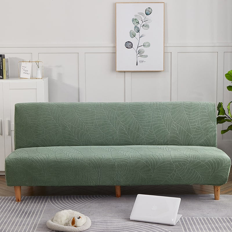 Green Waterproof Leaf Print Cover for a futon sofa bed 1 Green Waterproof Leaf Print Cover for a futon sofa bed