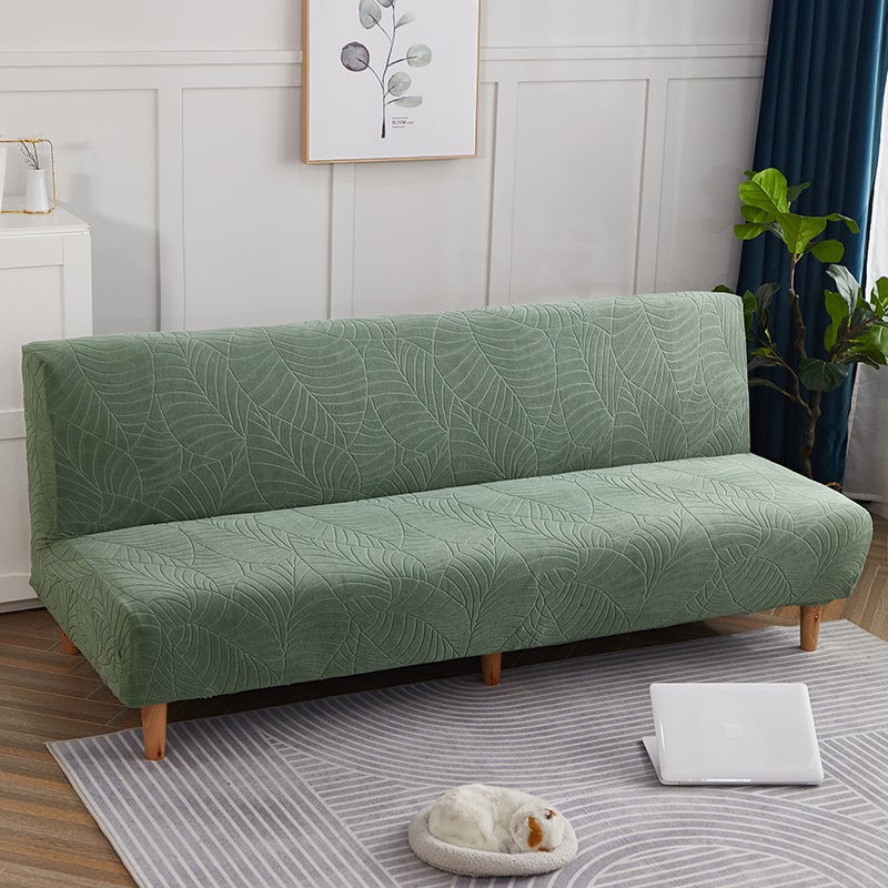 Green Waterproof Leaf Print Cover for a futon sofa bed 2 Green Waterproof Leaf Print Cover for a futon sofa bed - Image 2