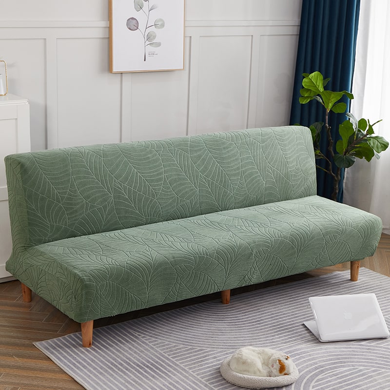 Green Waterproof Leaf Print Cover for a futon sofa bed 3 Green Waterproof Leaf Print Cover for a futon sofa bed - Image 3
