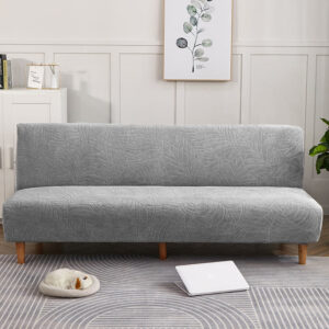 Gray Waterproof Leaf Print Cover for a futon sofa bed