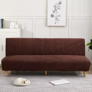 Brown Waterproof Leaf Print Cover for a futon sofa bed