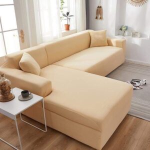 Beige Cover for a L-shaped sectional sofa