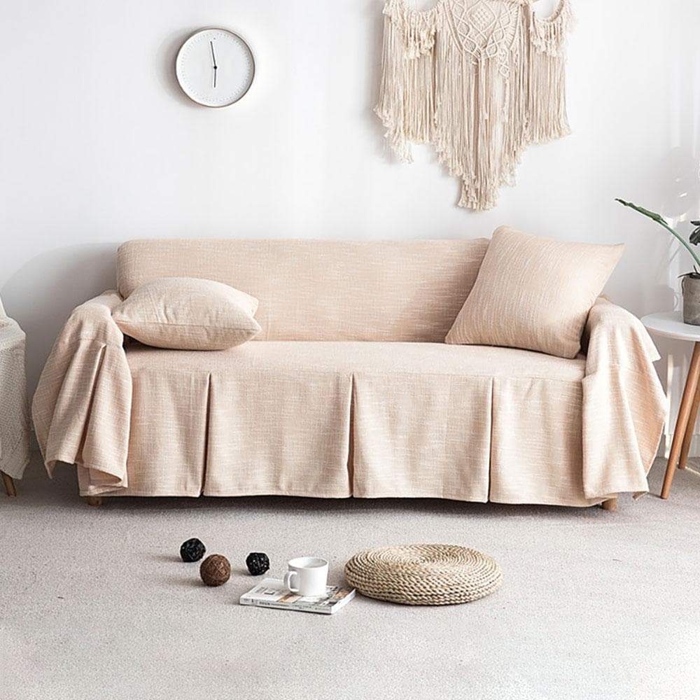 Beige Linen Cover for a sofa 1 Beige Linen Cover for a sofa