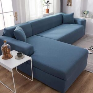 Blue Azure Cover for a L-shaped sectional sofa