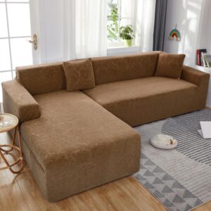 Brown Floral Cover for a L-shaped sectional sofa