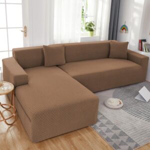 Brown Microfiber Cover for a L-shaped sectional sofa