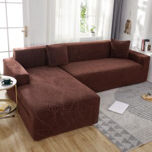 Brown Waterproof Cover for a L-shaped sectional sofa