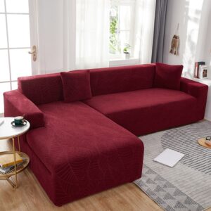 Burgundy Waterproof Cover for a L-shaped sectional sofa