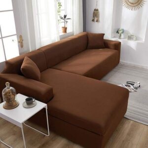 Coffee Brown Cover for a L-shaped sectional sofa