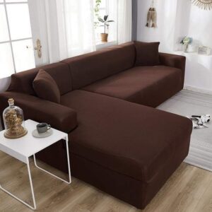 Coffee Brown Cover for a L-shaped sectional sofa, 2 cushion covers 18x18 in