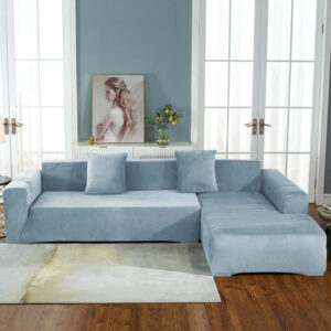 Gray Velvet Cover for a L-shaped sectional sofa