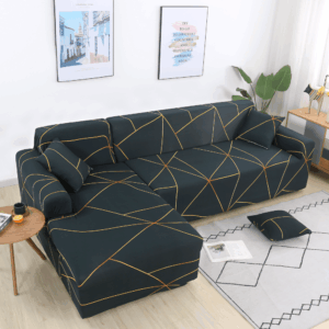 Linen Gold Cover for a L-shaped sectional sofa