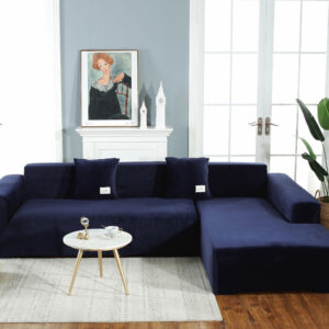 Navy Velvet Cover for a L-shaped sectional sofa