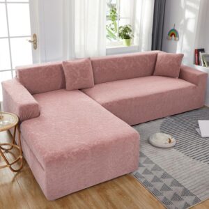 Pink Floral Cover for a L-shaped sectional sofa