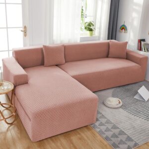 Pink Microfiber Cover for a L-shaped sectional sofa
