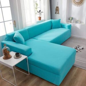 Sky Blue Cover for a L-shaped sectional sofa