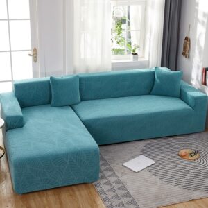 Sky Blue Waterproof Cover for a L-shaped sectional sofa
