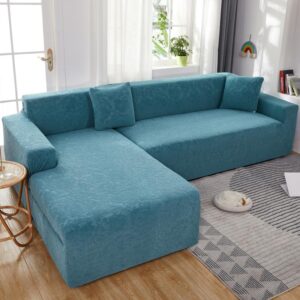 Teal Floral Cover for a L-shaped sectional sofa