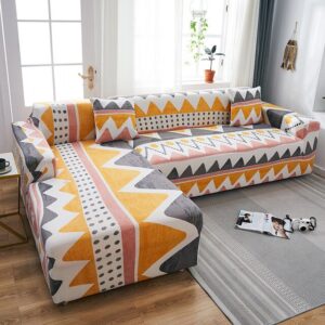 Linen Evangelina Cover for a L-shaped sectional sofa