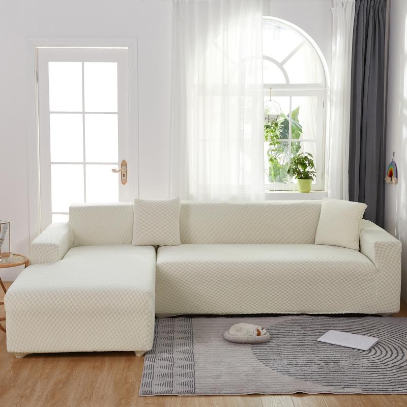 White Microfiber Cover for a L-shaped sectional sofa 2 White Microfiber Cover for a L-shaped sectional sofa - Image 2