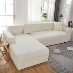 White Microfiber Cover for a L-shaped sectional sofa