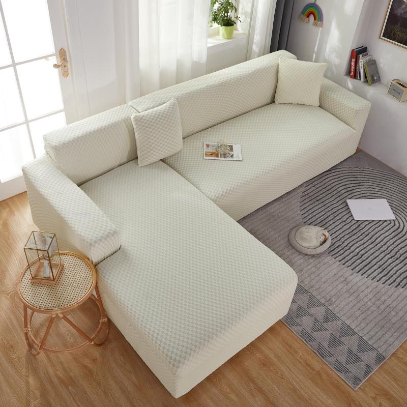 White Microfiber Cover for a L-shaped sectional sofa 3 White Microfiber Cover for a L-shaped sectional sofa - Image 3